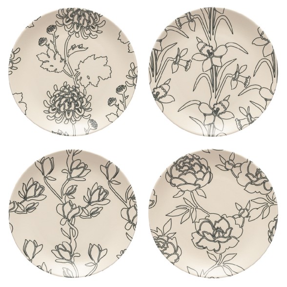 Set 4 Salad Plates Flora - Elements