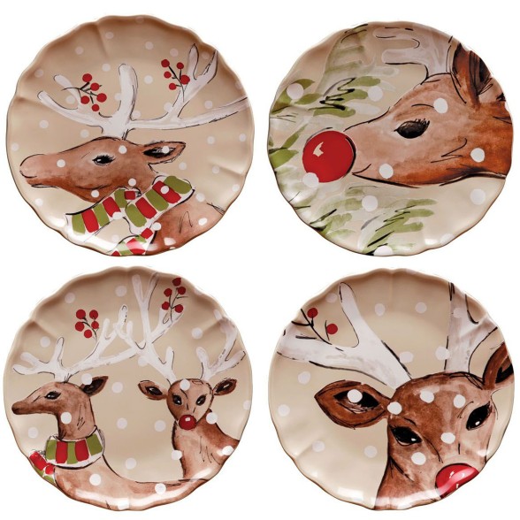 Set 4 Dinner Plates Deer Friends by Casafina