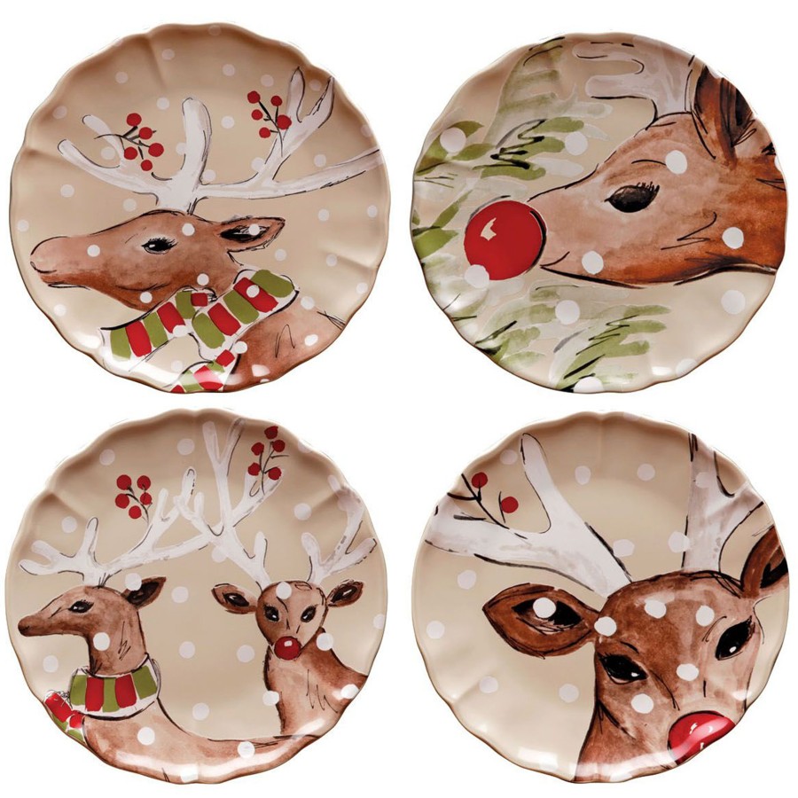 Set 4 Pratos Jantar Deer Friends by Casafina