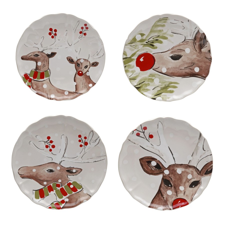 Set 4 Platos Postre Deer Friends by Casafina