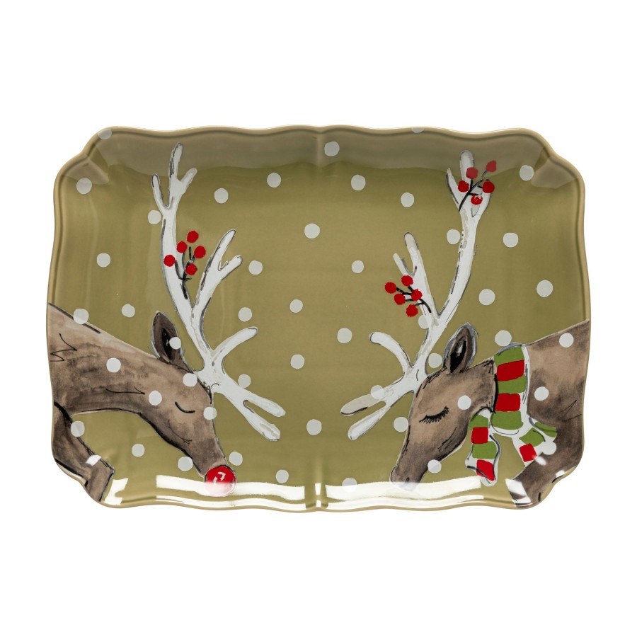 Fuente Rectangular Deer Friends by Casafina