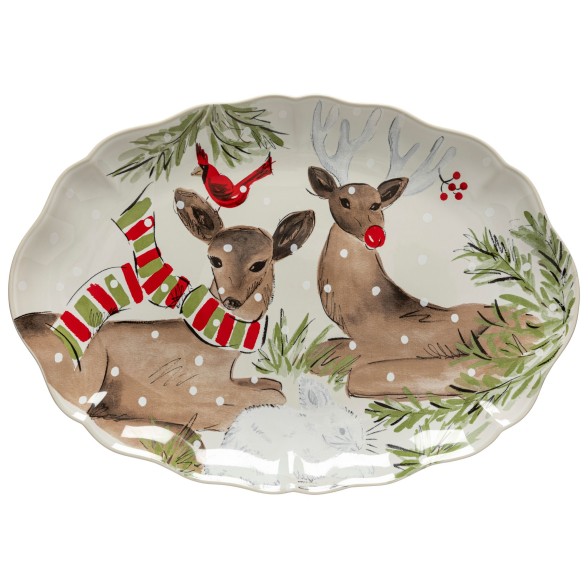 Large Oval Platter 50 Deer Friends by Casafina
