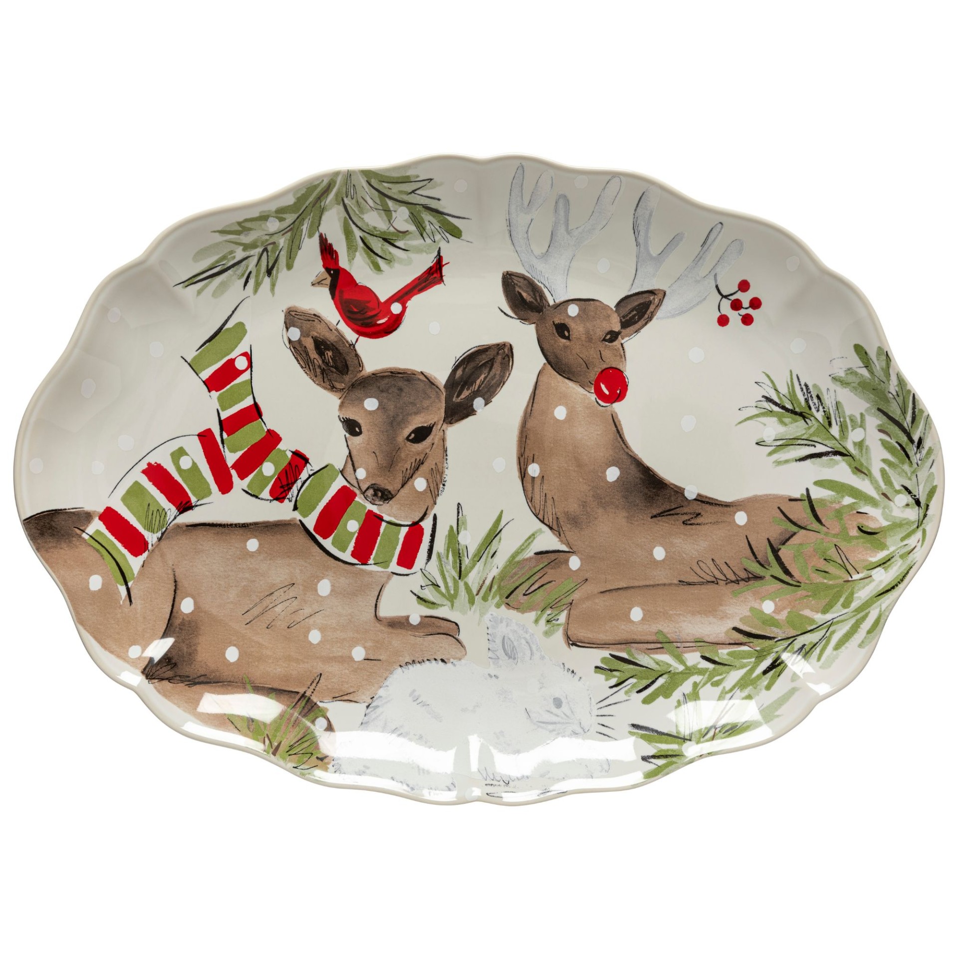 Fuente Oval Grande Deer Friends by Casafina