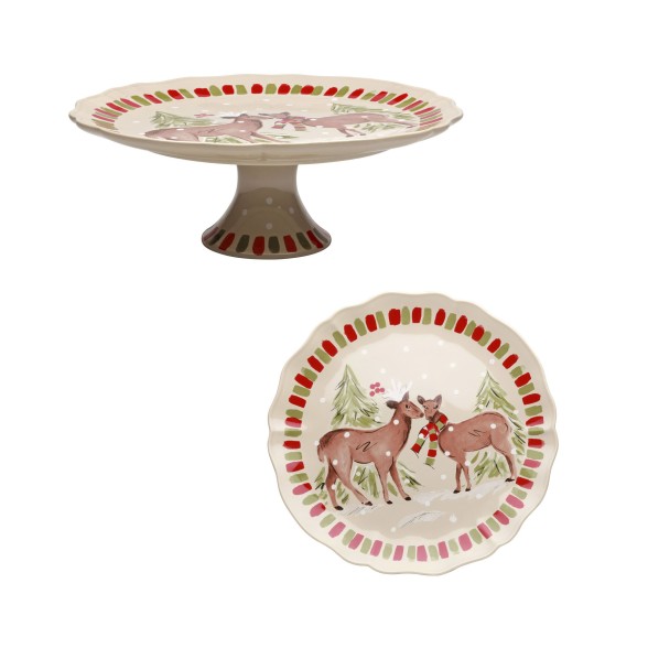 Large Footed Plate Deer Friends by Casafina