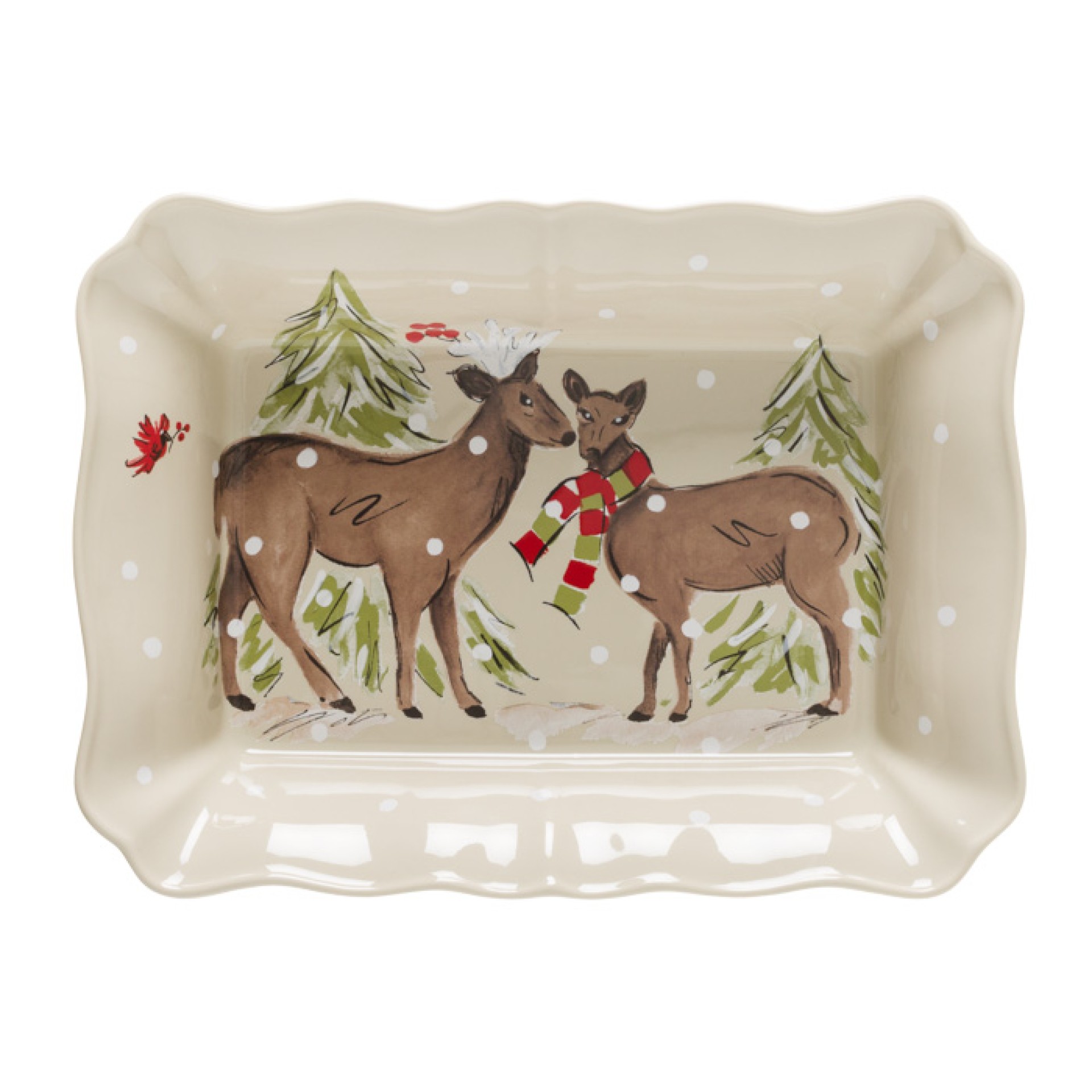 Plat  Four Rectangulaire Grand Deer Friends by Casafina