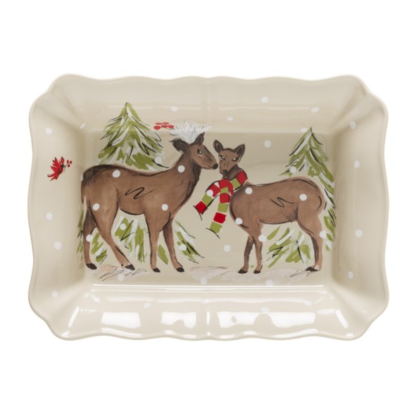 Large Rectangular Baker Deer Friends by Casafina