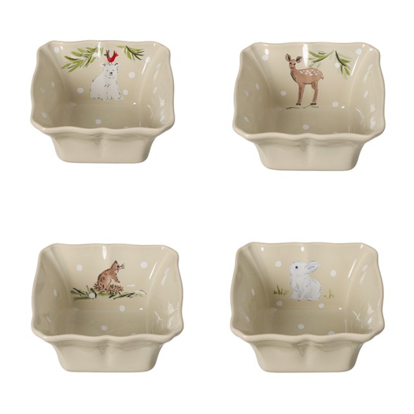 Set 4 Plats  Four Individuels Deer Friends by Casafina