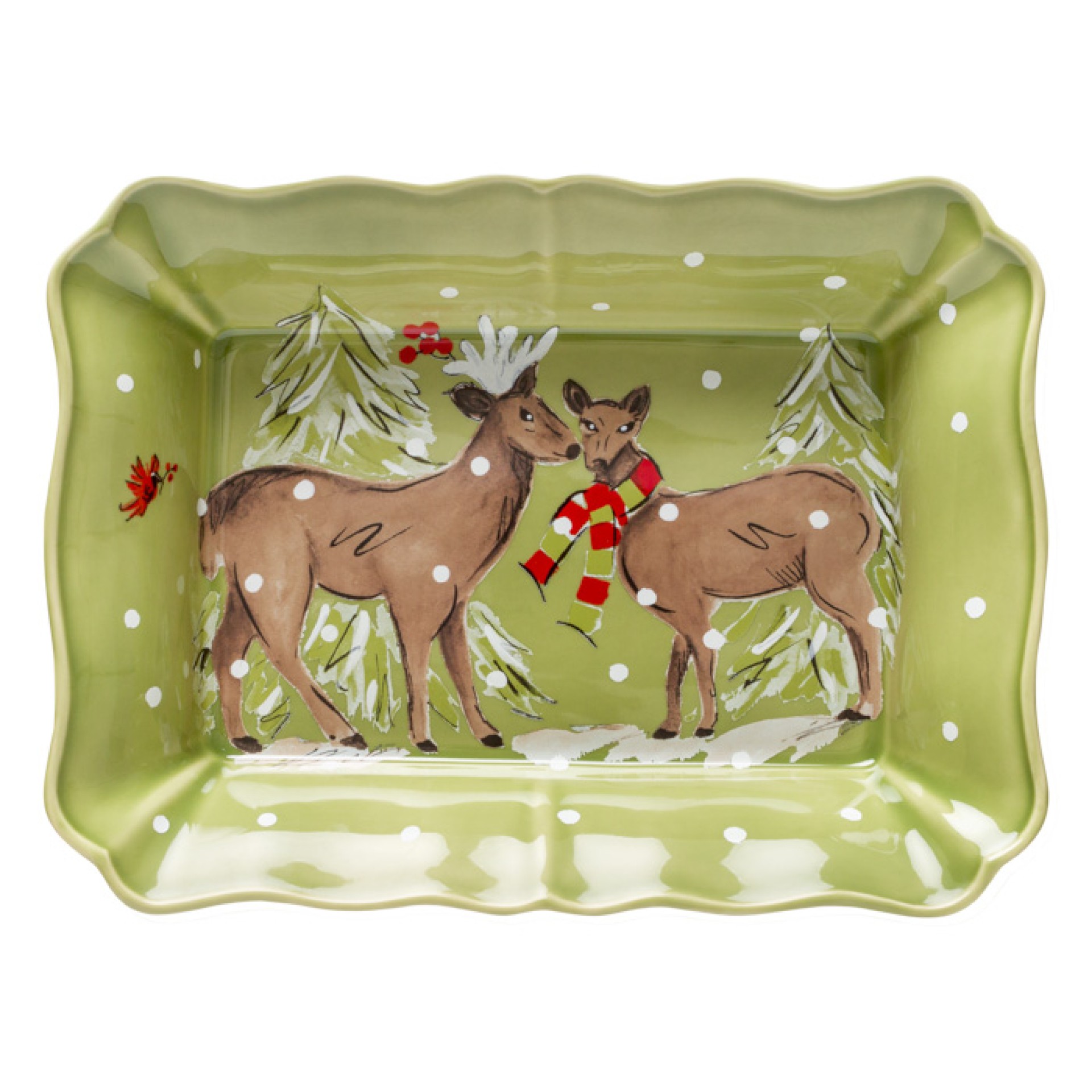 Plat  Four Rectangulaire Grand Deer Friends by Casafina