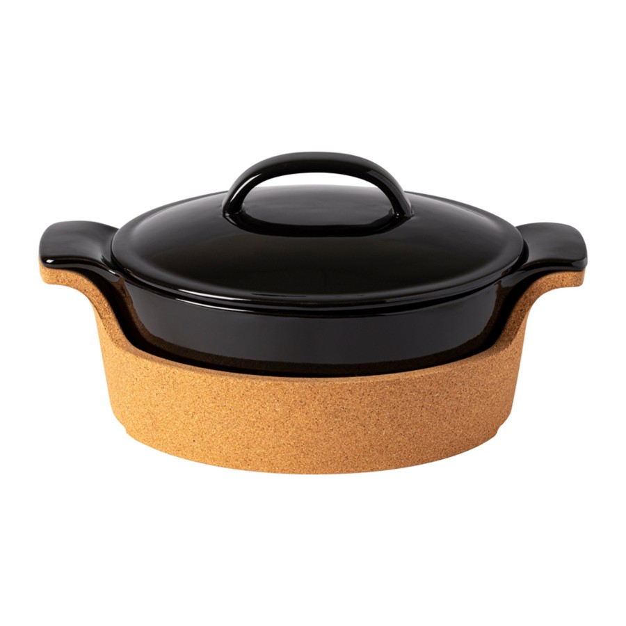 Gift Oval Covered Casserole with Cork Tray Ensemble by Casafina