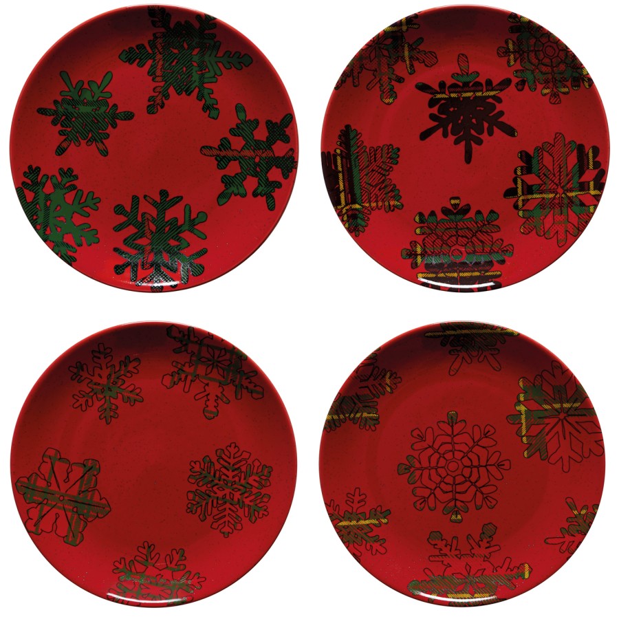 Set 4 Pratos Sobremesa Holiday-Snowflake by Casafina