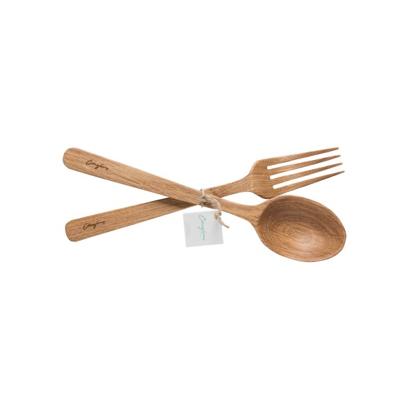 Oak Wood Spoon And Fork Set Oak Wood Kitchen Utensils by Casafina