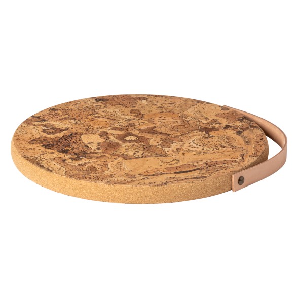 Large Cork Trivet with Leather Handle Cork by Casafina