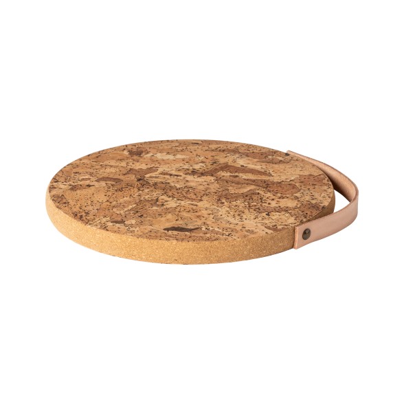 Mid Size Cork Trivet with Leather Handle Cork by Casafina