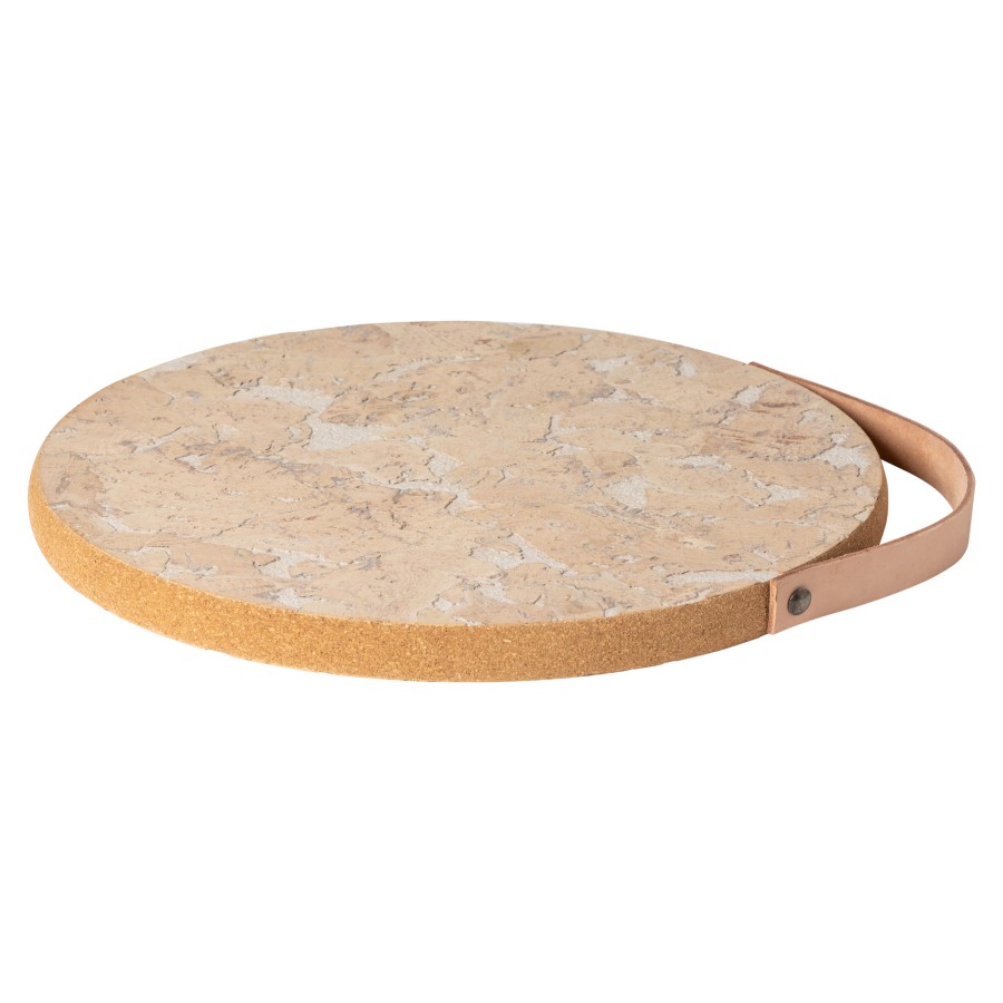Large Cork Trivet with Leather Handle Cork by Casafina