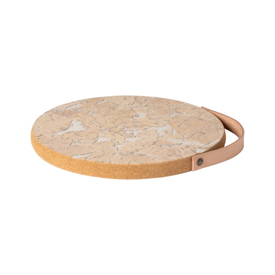 Mid Size Cork Trivet with Leather Handle Cork by Casafina