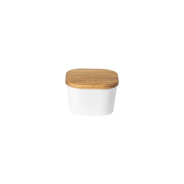 Gift Square Salt Cellar with Oak Wood Lid Ensemble by Casafina