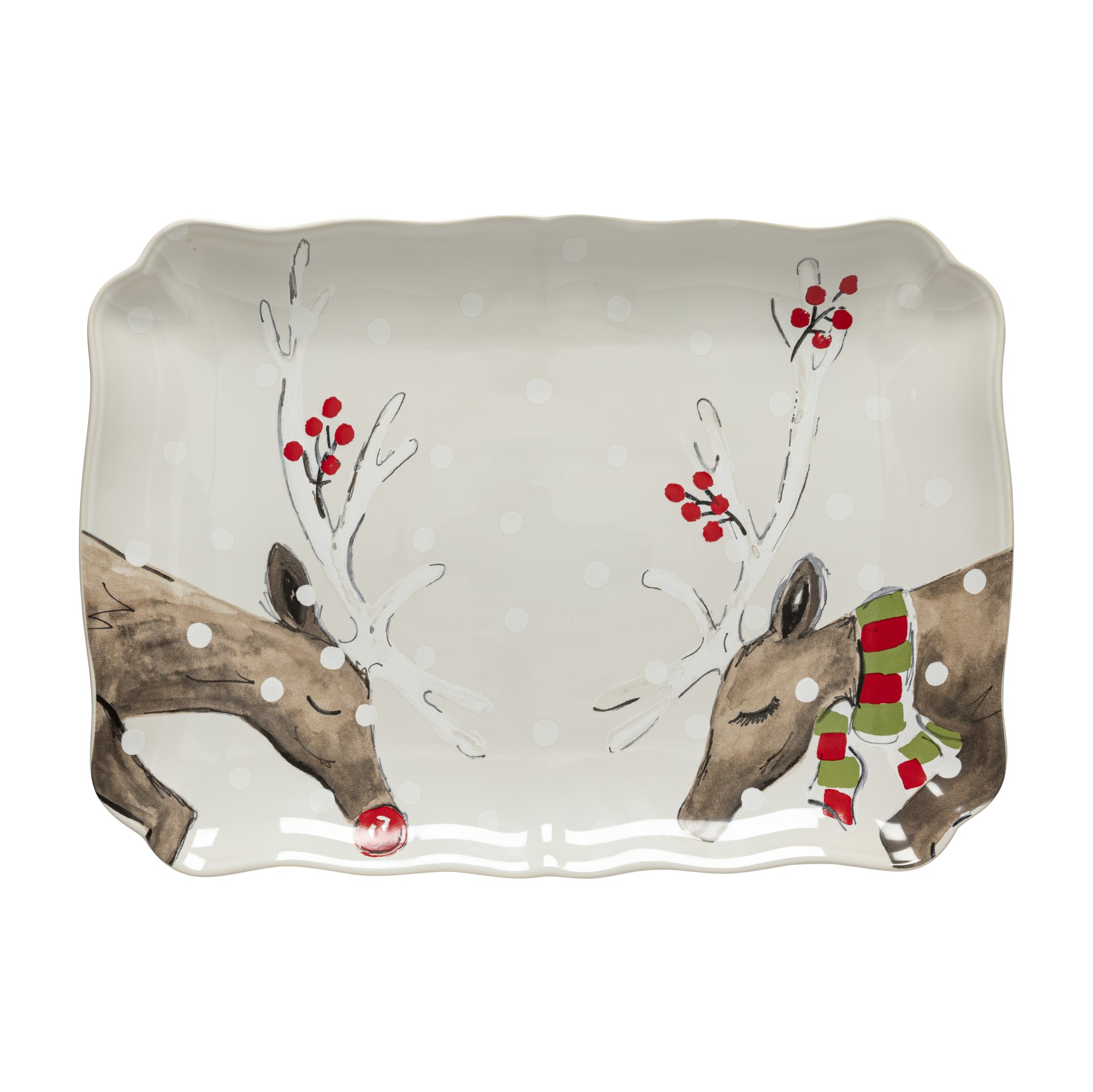 Fuente Rectangular Deer Friends by Casafina