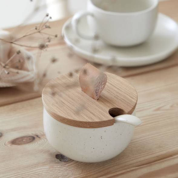 Sugar Bowl with Spoon and Wood Lid Pacifica by Casafina