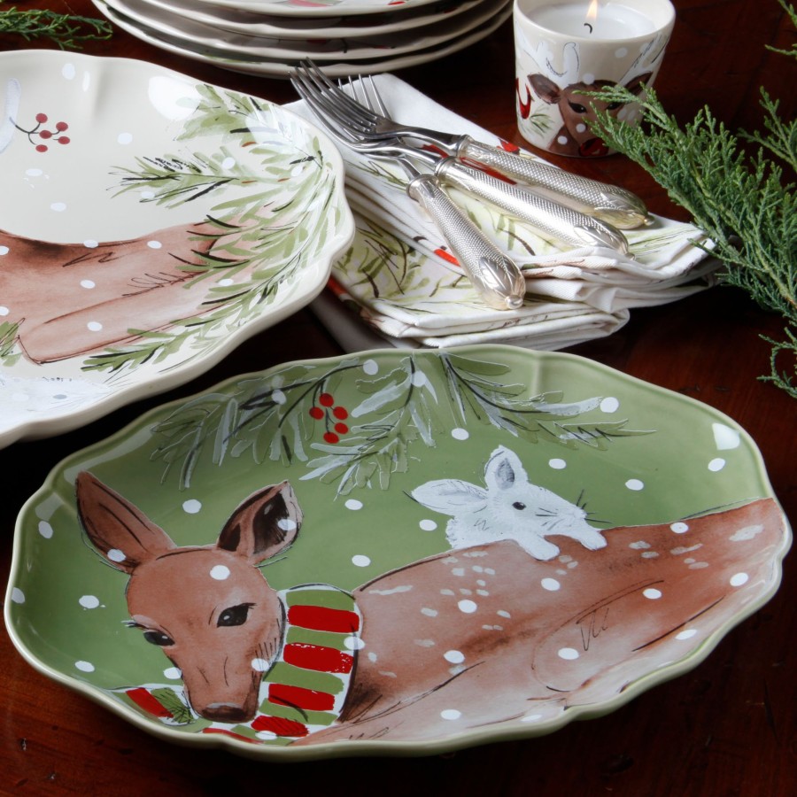 Oval Platter Deer Friends by Casafina