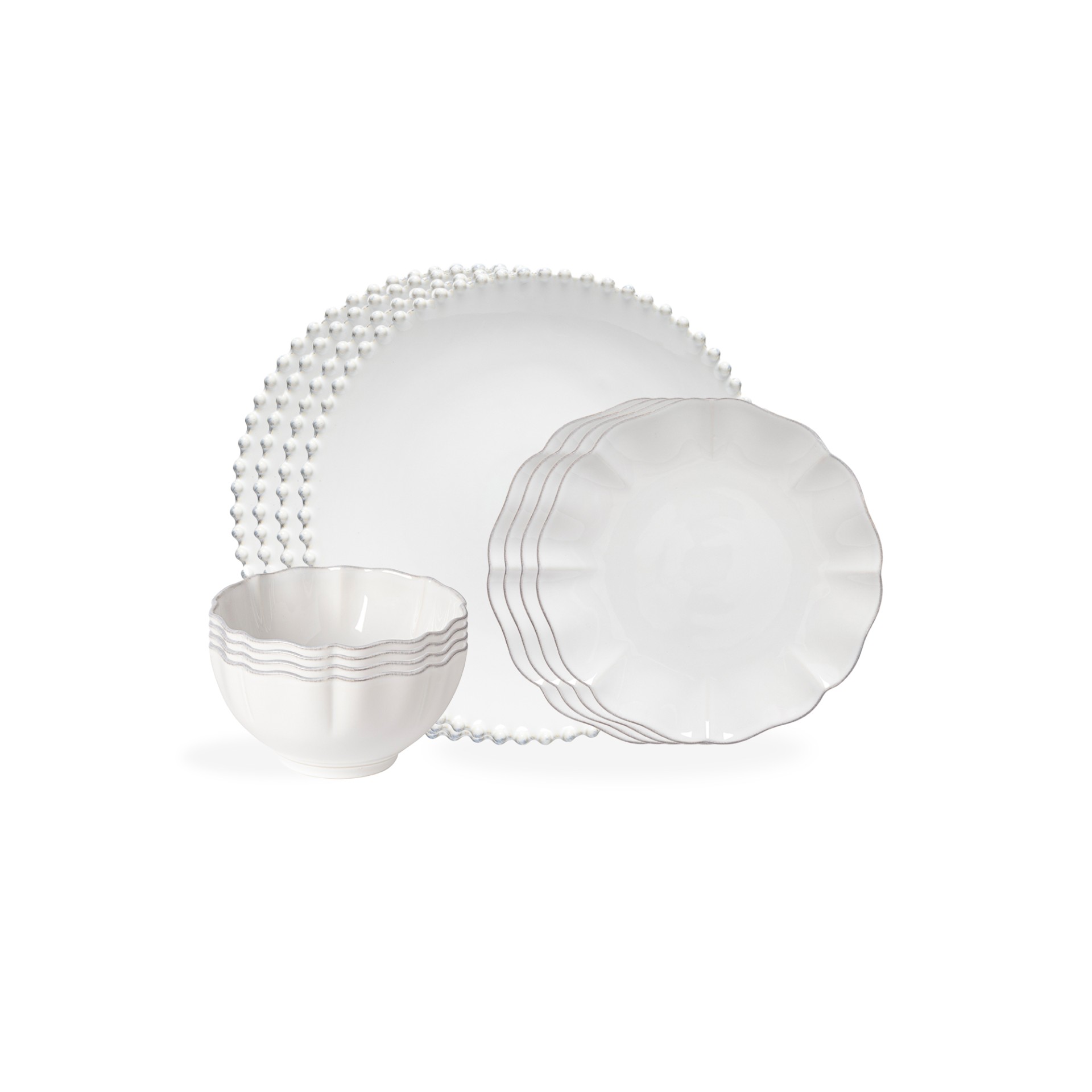 Set Table 12 Pices avec Bol Pearl & Rosa