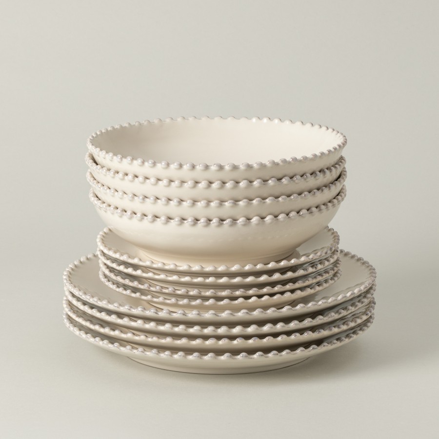 12-piece Dinnerware Set with Soup / Pasta Bowl Pearl